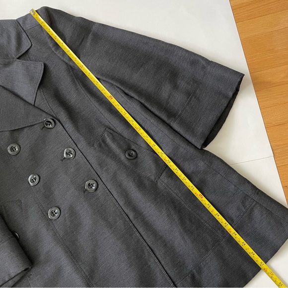 Burberry London Cotton Linen Double Breasted A-Line Peacoat Charcoal Gray - Picture 11 of 12